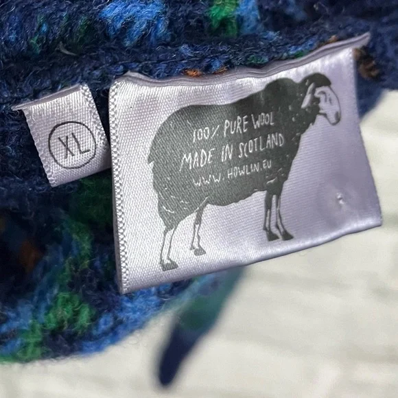 Howlin’ Men’s XL Out of This World Cardigan - Magic Blue - 100% Scottish Wool - Picture 14 of 16